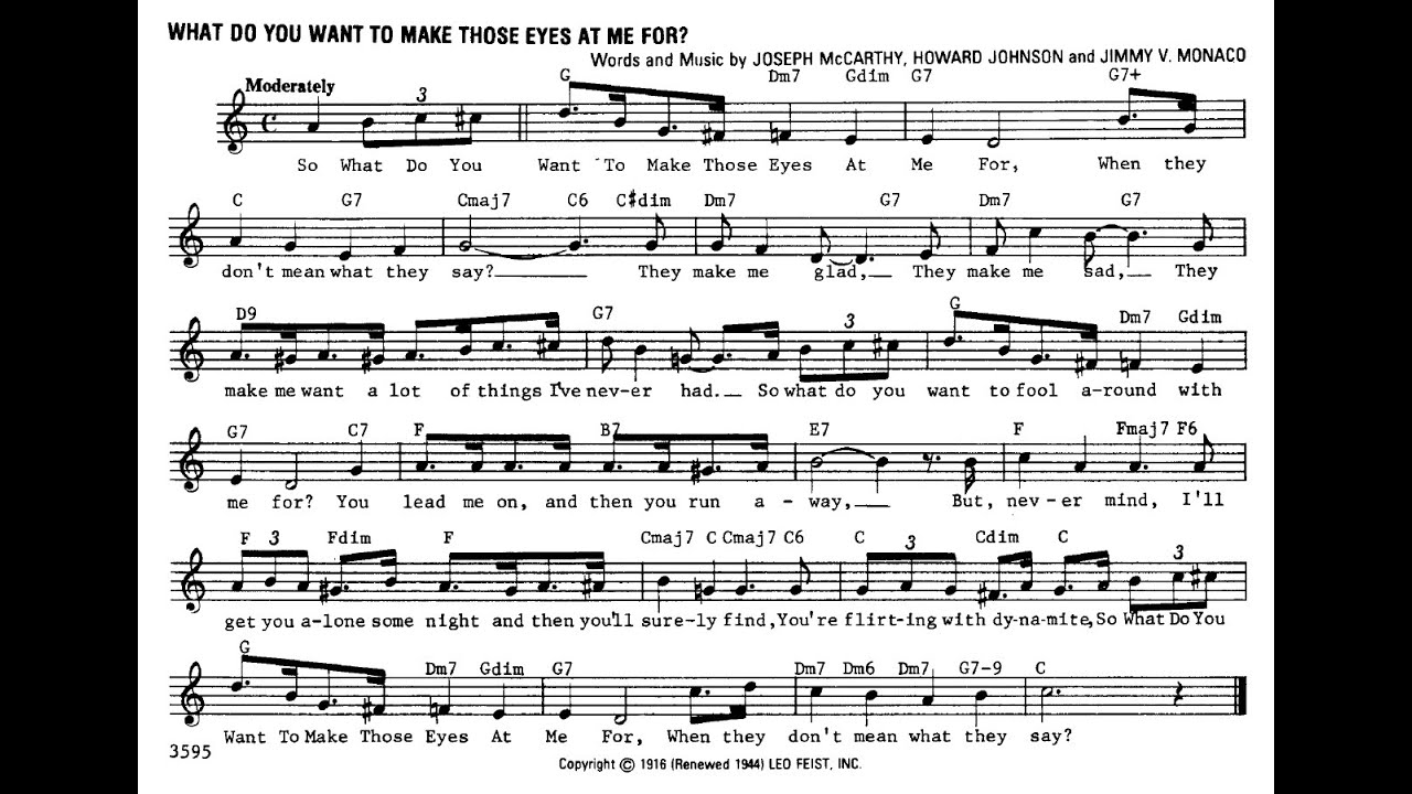 BACKING TRACK - WHAT DO YOU WANT TO MAKE THOSE EYES AT ME FOR (McCarthy, Johnson, Monaco) C 120 BPM