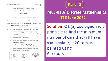 Solution - Q1(a) || MCS 013 June 2022 || Pigeonhole Principle || Discrete Mathematics