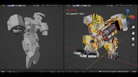 blender にて他のキャラクタのモーションを使いまわすテスト【ロボゲーを作りたい】
