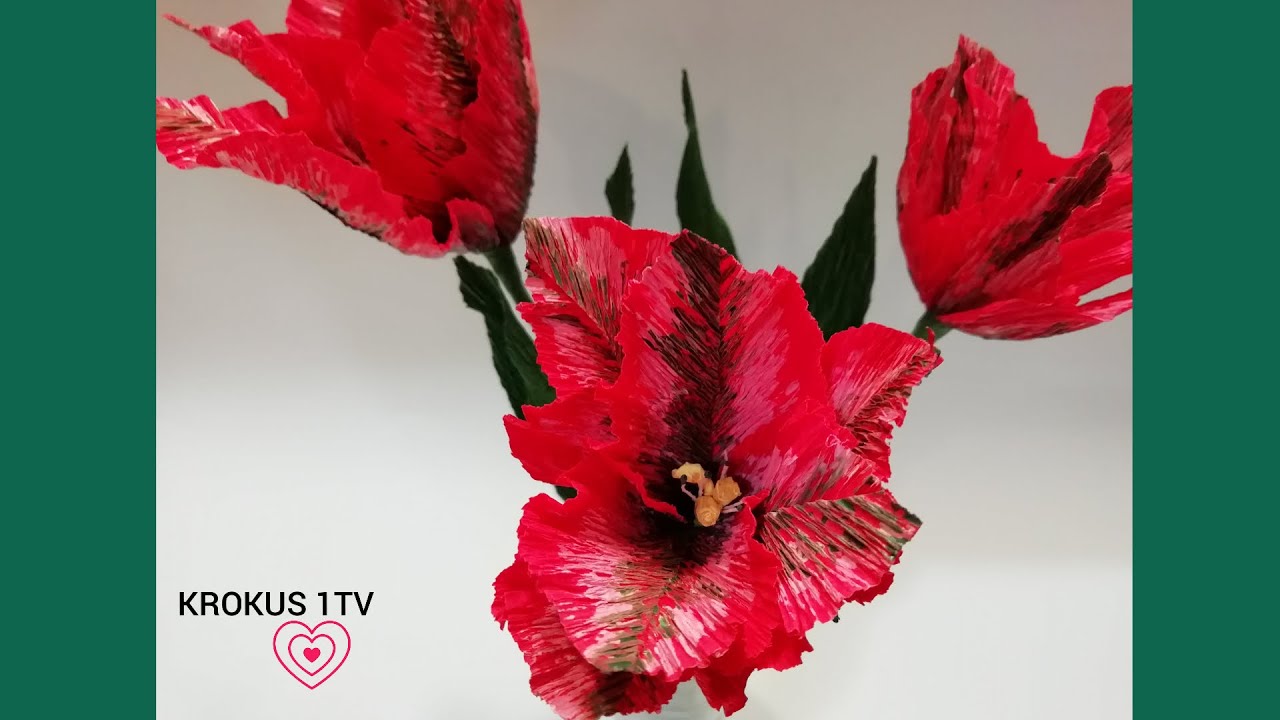 DIY How to make Hollywood TULIPS from crepe paper with your own hands crafts from paper. 