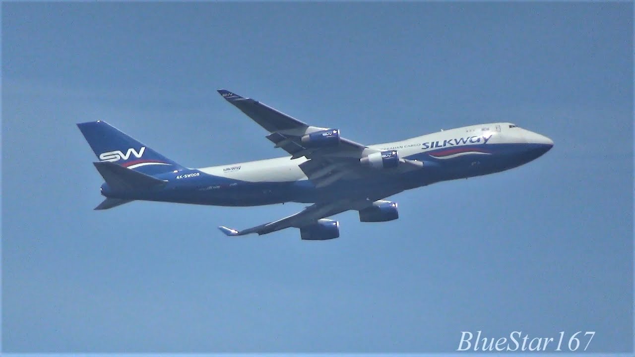Pure Engine Sound - Silk Way West Airlines Boeing 747-400F (4K-SW008) takeoff from KIX/RJBB RWY 06R