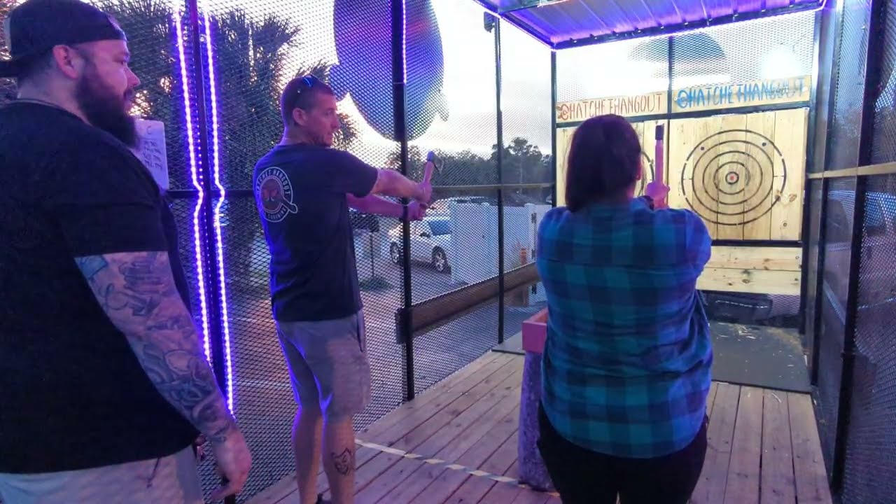 Mobile Axe Throwing Trailer Hatchet Hangout Axe Throw on the Go Clearwater Florida