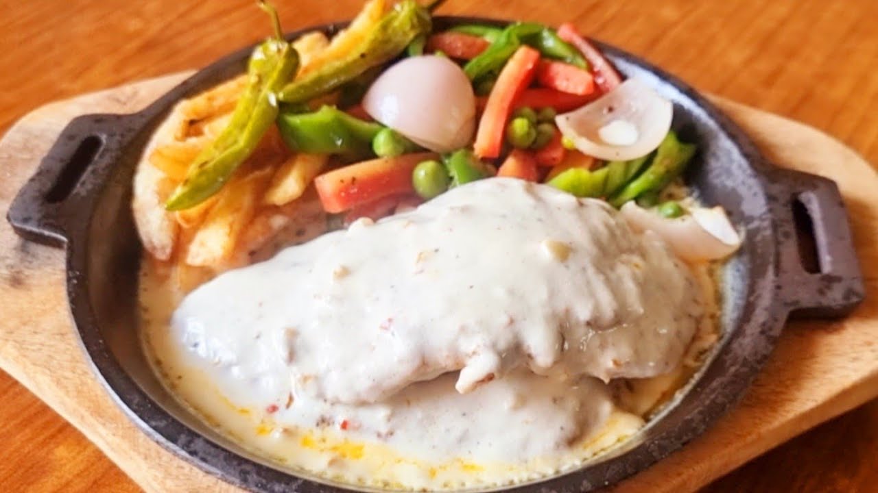 Chicken Steak With White Sauce | Chicken Steak with White Sauce Recipe