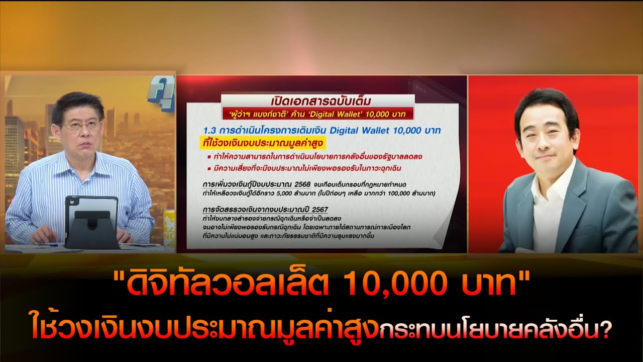 "ดิจิทัลวอลเล็ต 10,000 บาท" ใช้วงเงินงบประมาณมูลค่าสูงกระทบนโยบายคลังอื่น?