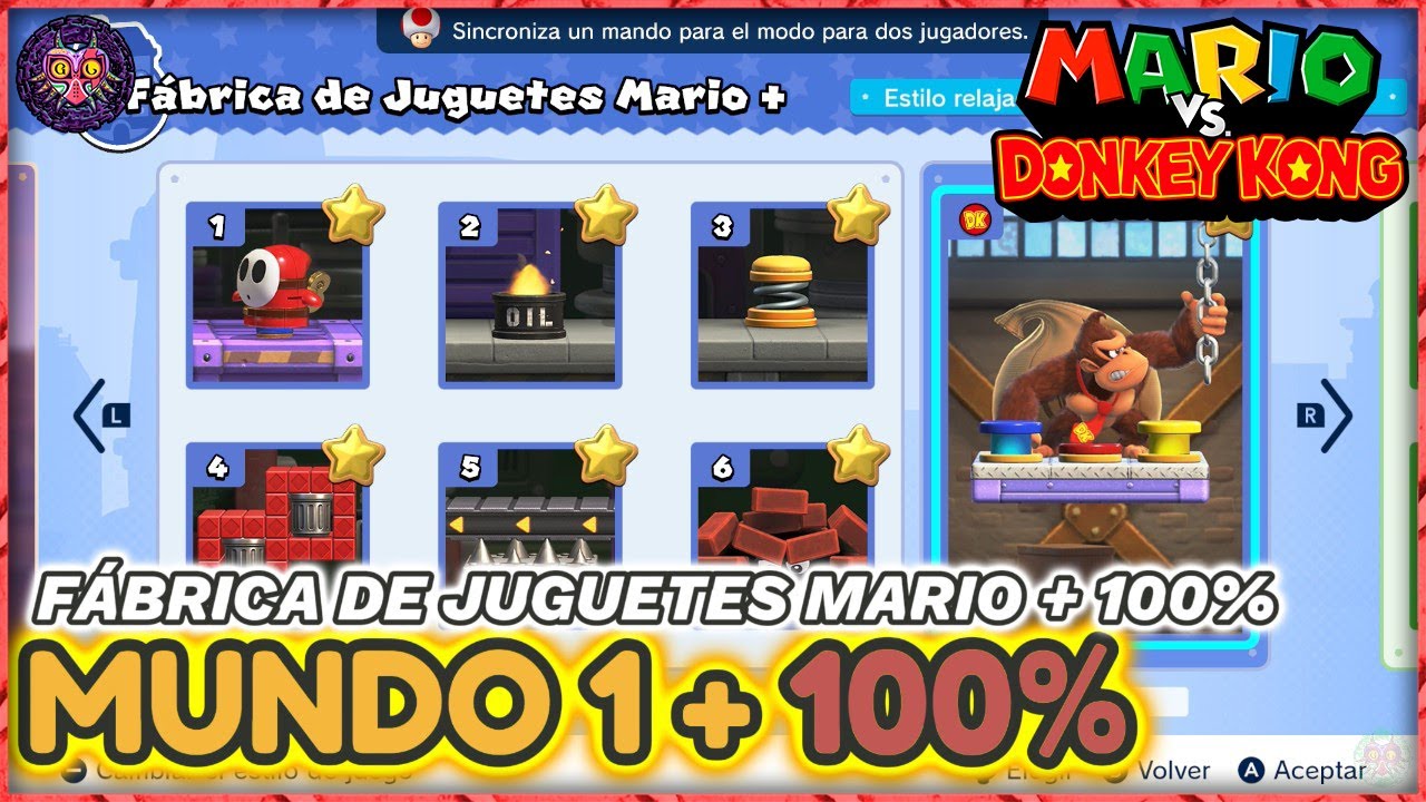 Mario Vs Donkey Kong | Mundo 1+ Fábrica de juguetes Mario+ 100% - YouTube