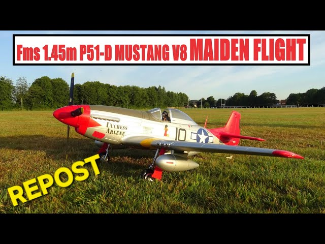 Fms 1.45m P51-D Mustang V8 MAIDEN FLIGHT REPOST - YouTube