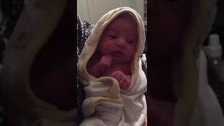 Mia's first bath