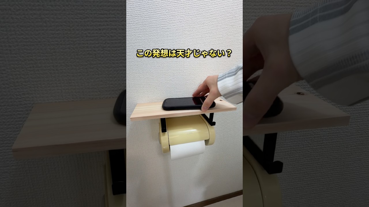 この発想はなかった!トイレのスマホ棚 #賃貸diy #トイレ #ペーパーホルダー