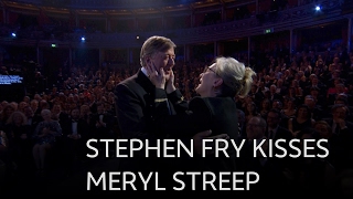 Stephen Fry Kisses Meryl Streep - The British Academy Film Awards 2017 - Bbc