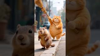 The Smart Groundhog’s Trap! 🧠🐹 #cat #groundhogs #emotional #viralshorts #cartoon #shorts