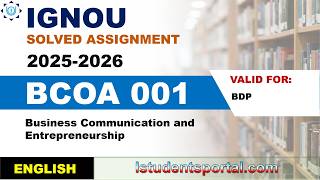 IGNOU BCOA 001 Solved Assignment 2025-2026 | English Medium | Download PDF | IGNOU Students Portal
