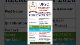 🚨 UPSC CME Pune Recruitment 2026 | 34+ Assistant & Associate Professor Vacancy Defence Ministry Jobs