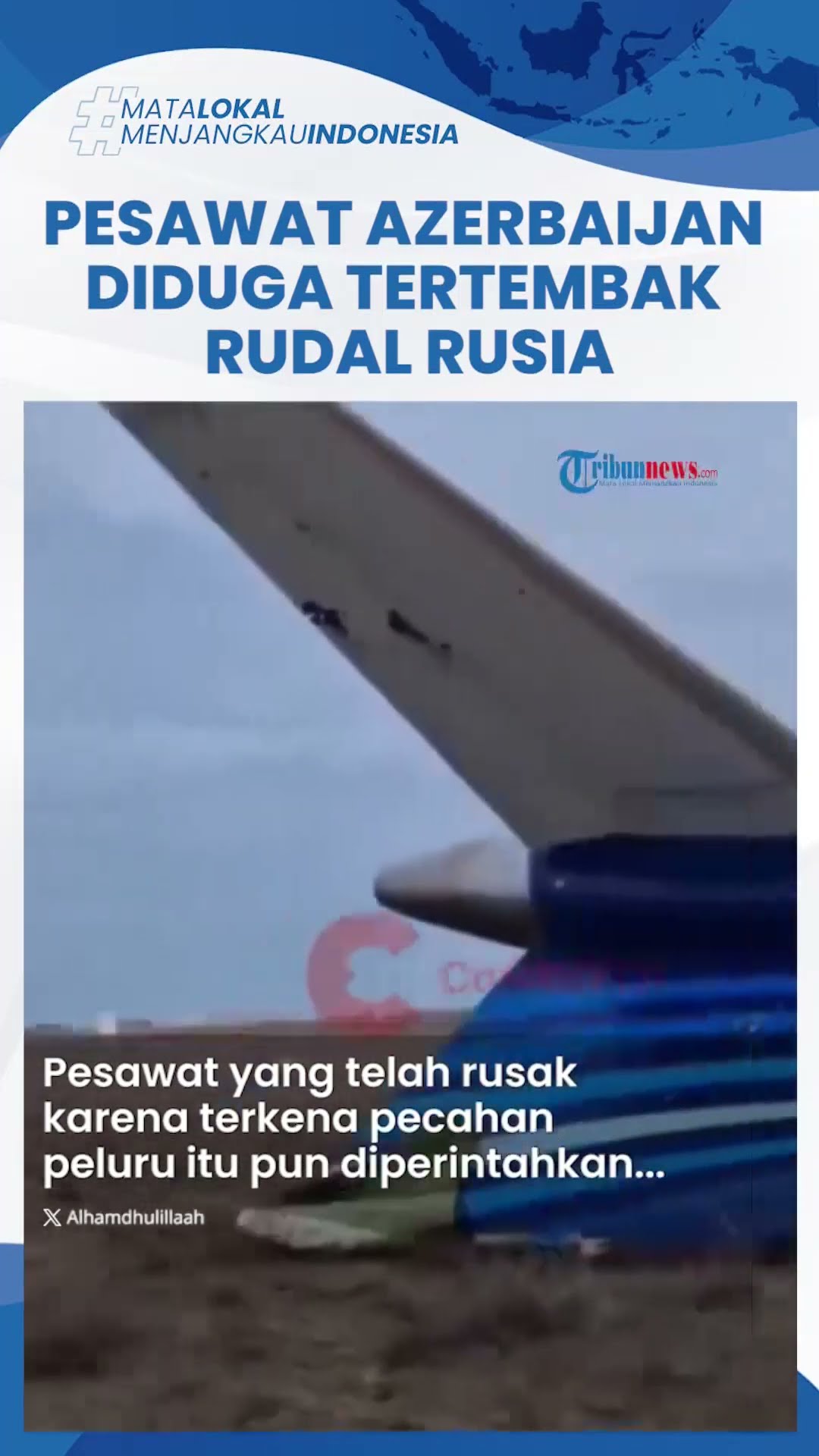 Mengejutkan, Rudal Rusia Diduga Kuat Jadi Penyebab Jatuhnya Pesawat Azerbaijan, 38 Orang Tewas