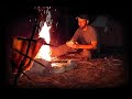 Camping in remote area catch and cook bass  surrounded by coyotes stormy night