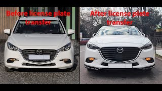 Mazda 3 Axela 2016 / 2019 License plate mount (plate number). Hatchback / sedan. USA version.