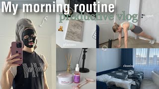 MORNING ROUTINE 🎀 | мое утро, уход за лицом и волосами, уборка *cleaning*, sport, planner