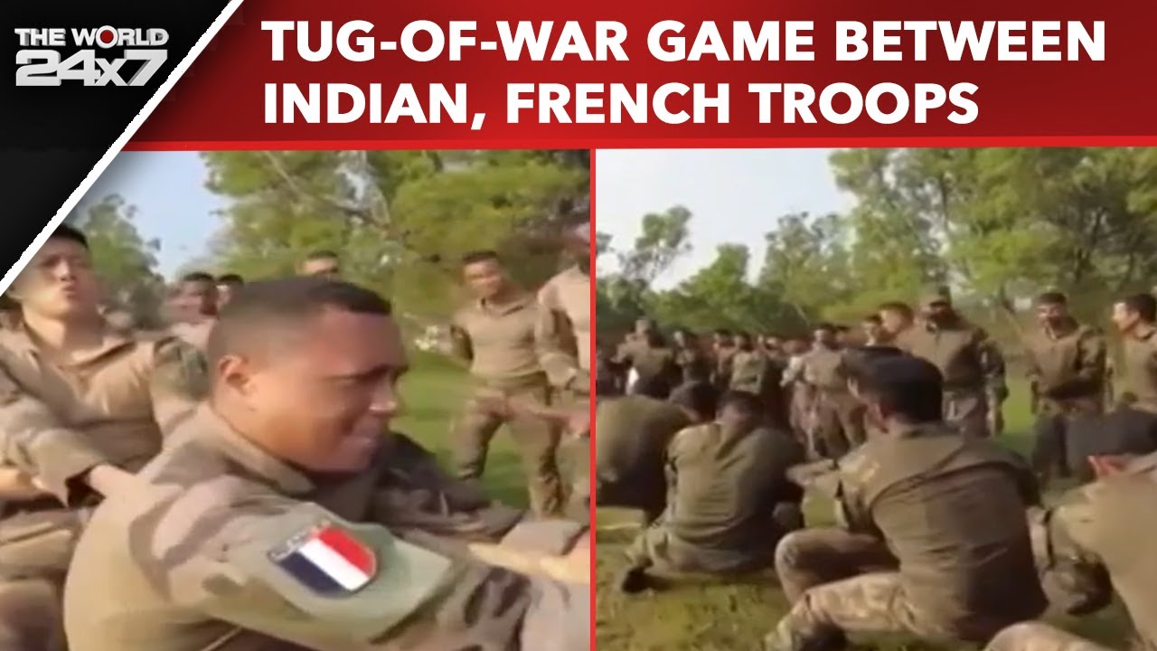 Indian And French Troops Face Off In Friendly Tug-Of-War In Meghalaya