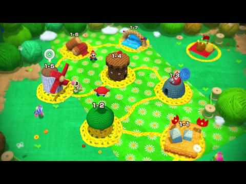 Yoshi's Woolly World (Wii U) World 1 Menu - Yoshi's Woolly World (Wii U) World 1 Menu