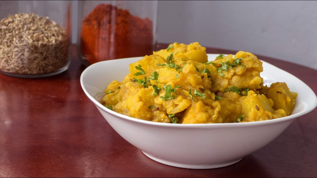 Indian Potatoes with red Lentils Aloo Masoor Dal Vegetarian Recipe