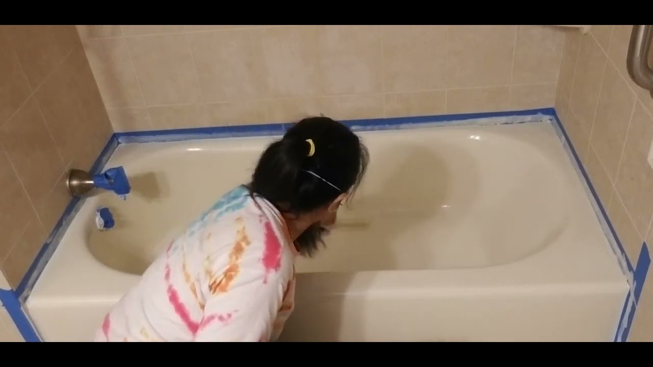 DIY bathtub with brand RTG shower&Tub Refinishing Paint (Cream) YouTube