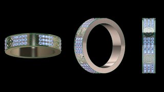 How to make cartier Leve Ring/Cartier Diamond gold Engagement Ring/Matrix9/8/Rhino5/6/7 Tutorial