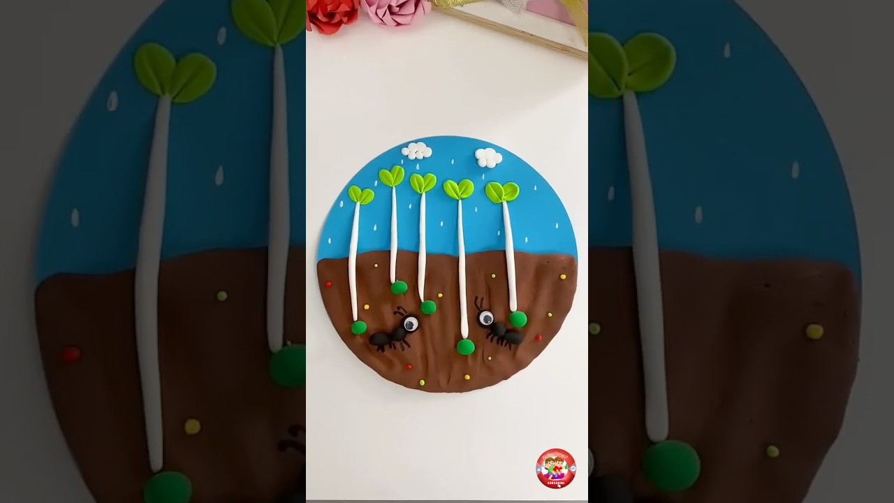 Simple and beautiful children's creative clay paintings | Clay Dough Garden | KidiesTime7 