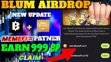 Blum Airdrop New Update | MemeFi Airdrop New Update | Blum Airdrop Earn Bp Point