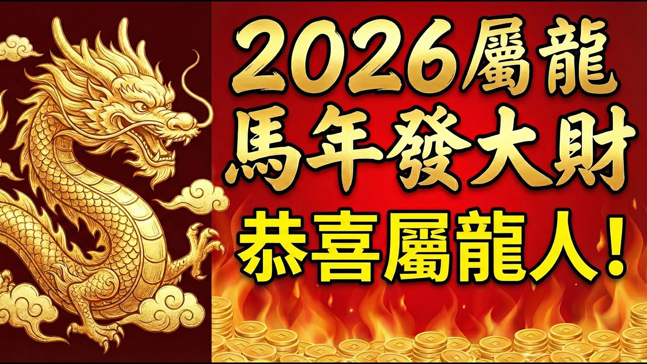 生肖龍，只有這4個生肖會在2026馬年發大財，你是其中之一，恭喜屬龍人！#2026生肖龍運勢 #屬龍2026運勢 #2026馬年 #生肖龍 #財運 #屬龍 #風水 #招財 #開運 #偏財運 #屬龍財運