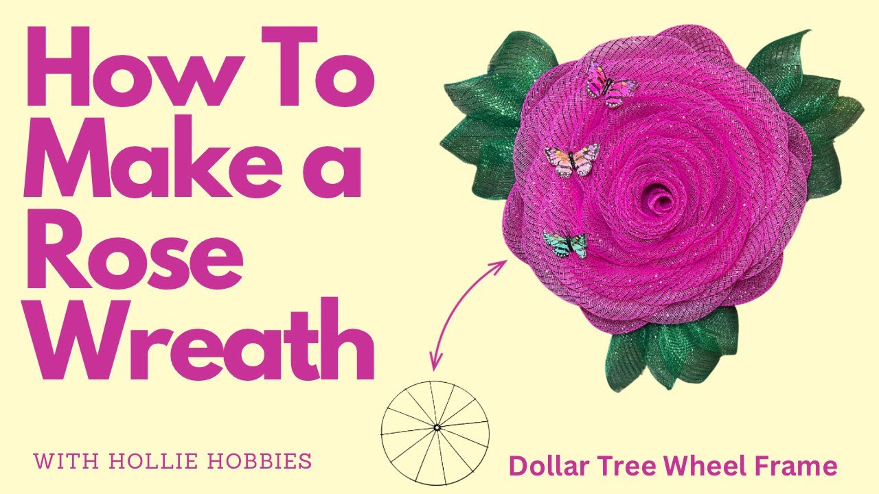 Dollar Tree Bicycle Wheel Wreath/ How To Make a Rose Wreath with Mesh/ How To Make a Flower Wreath