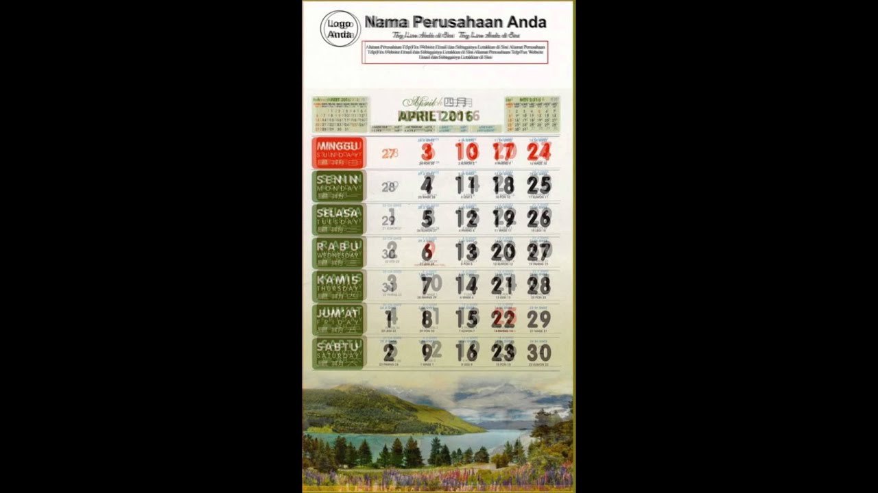 Kalender Kerja 2016 Gambar Pemandangan Alam Dunia