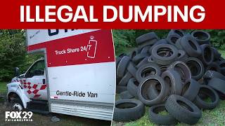 Truck gets stuck in mud after illegally dumping hundreds of tires in Fairmount Park