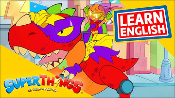 APRENDE INGLÉS CON LOS SUPERTHINGS ✏️ V-Rex vs H-Rex, super dinos in action | DIBUJOS para NIÑOS