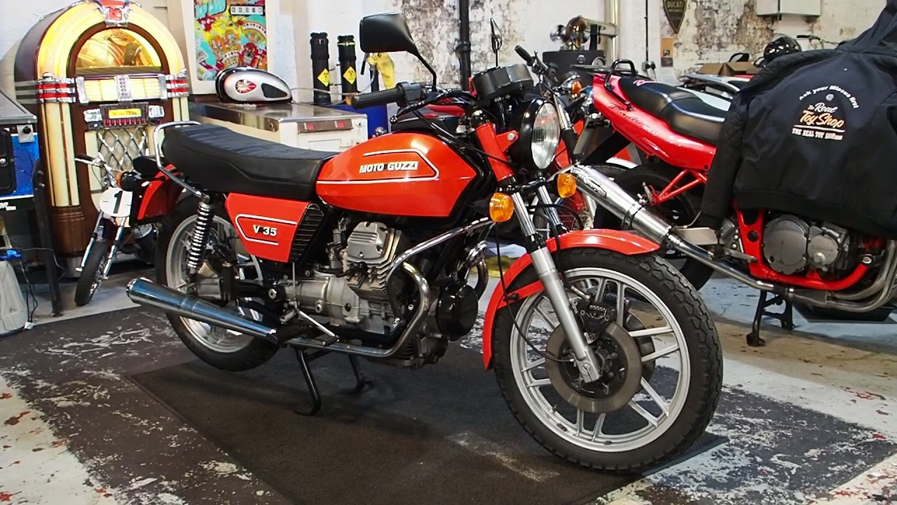 Moto Guzzi V35 ,restored ,walk around and start 1979 classic
