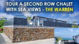 Tour a stunning second row beach chalet with sea views and a private hot tub!