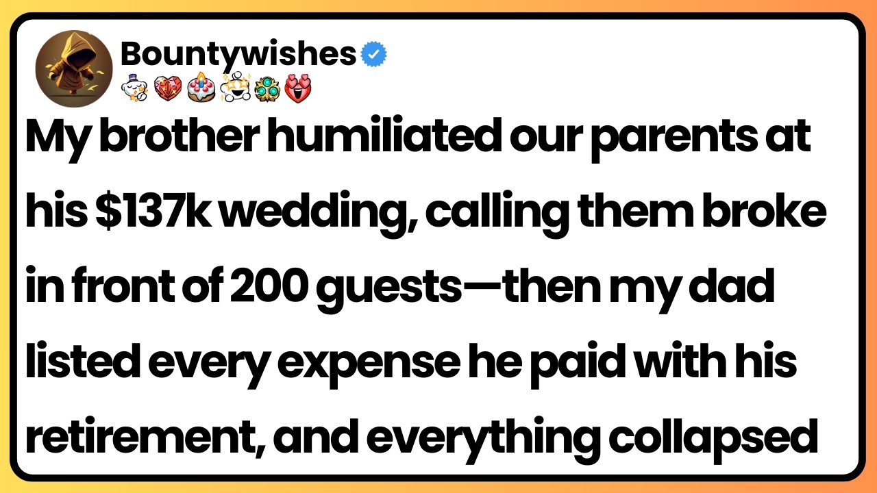 At my brother’s wedding, he mocked our parents. My father stood up and said he paid for it all.