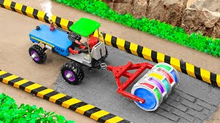 Diy tractor making MINI BULLDOZER to CONCRETE ROAD REPAIR | mini Concrete Mixer Diy | @Sunfarming