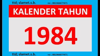 kalender tahun 1984 lengkap weton dean pasaran + gerhana