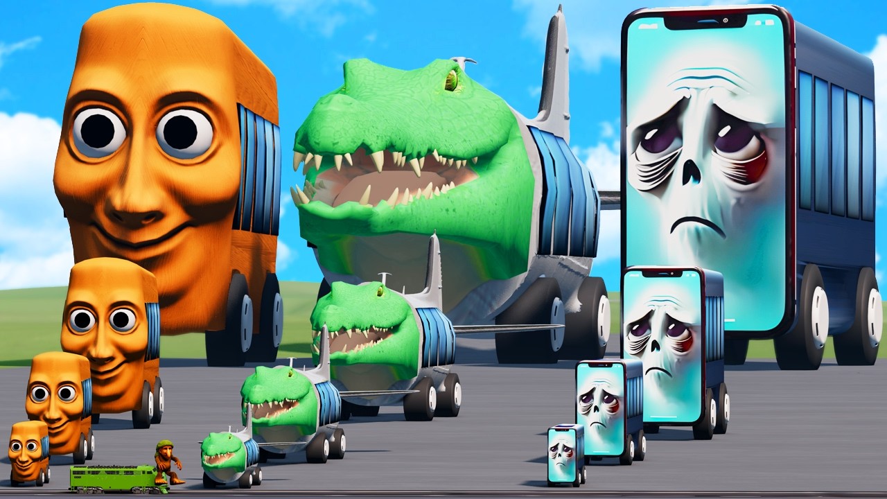 Big & Small Bombardino Crocodilo Bus vs Tung Tung Sahur Bus vs Hotspot Bro Bus | BeamNG.Drive