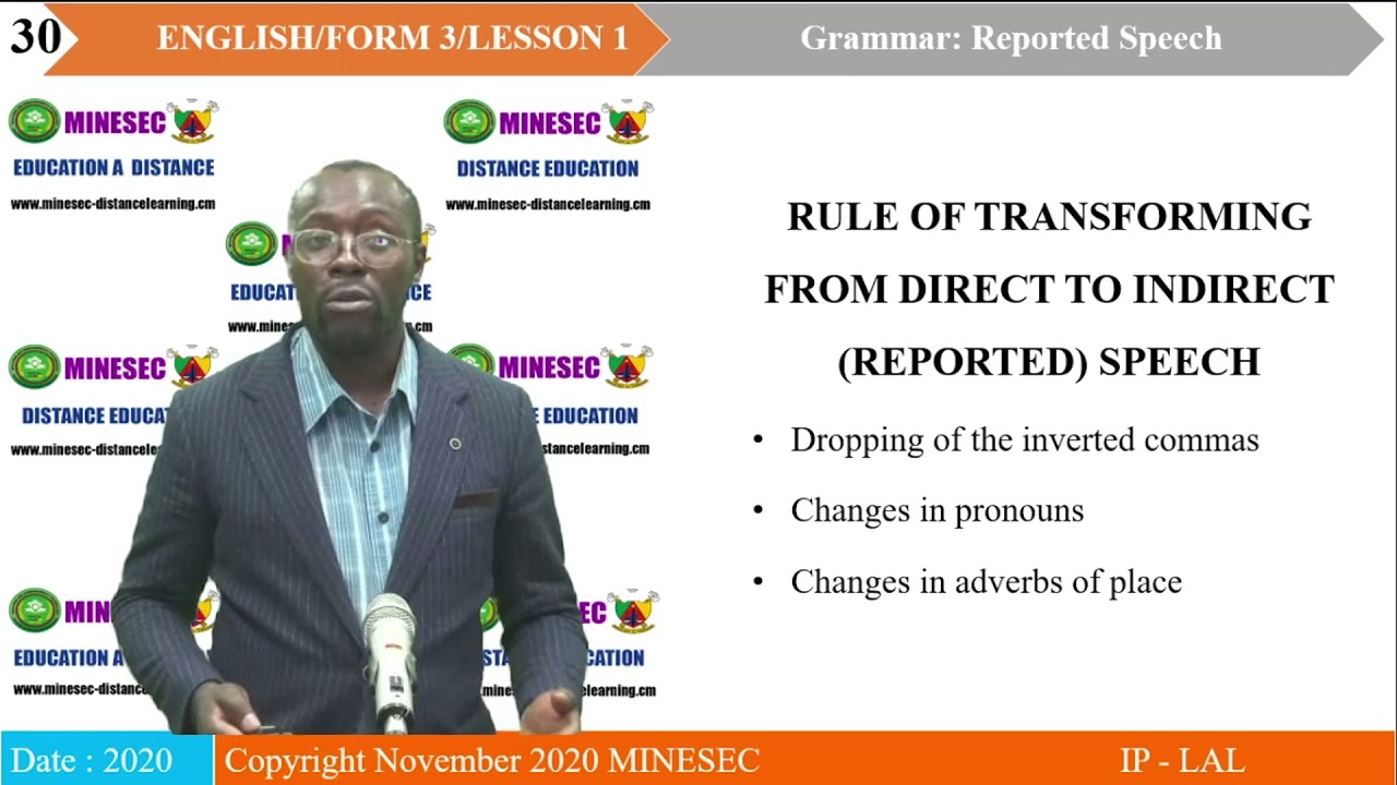 IP-LAL ENGLISH Form 3 Lesson 1 Reported speech