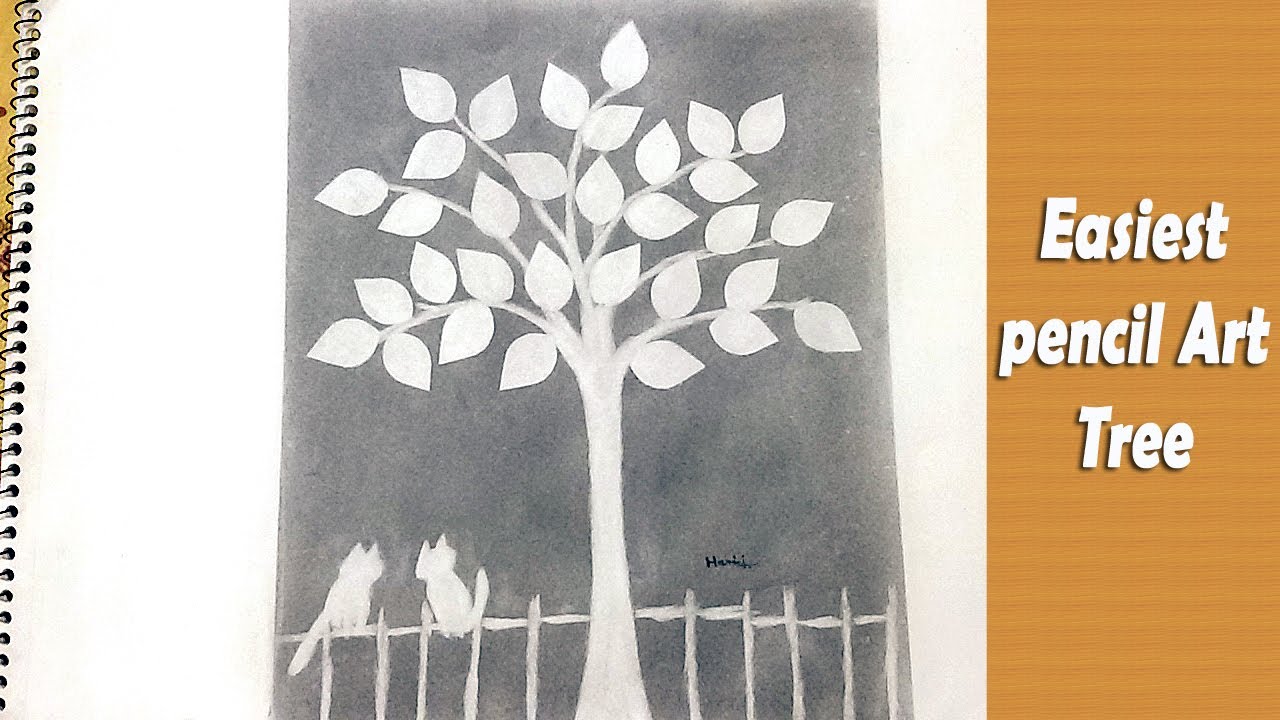 Easiest Pencil And Eraser Art Tree Tutorial / Satisfying Pencil