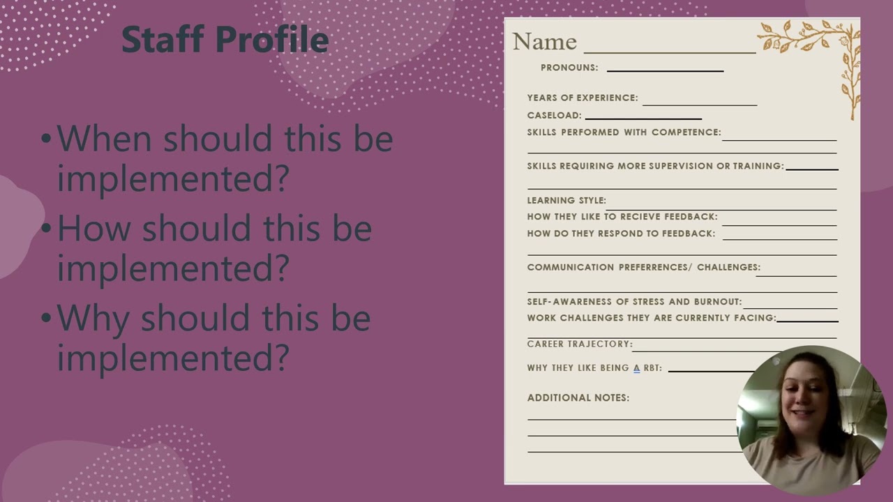 Staff profile and training