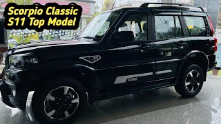 New Mahindra Classic S11 Top Model Black Colour 2024 🔥 Detail Review In Hindi, Scorpio Classic S11❤️