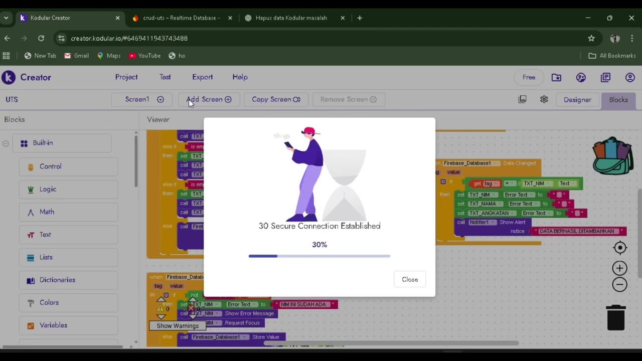 Tutorial crud pakai firebase di kodular