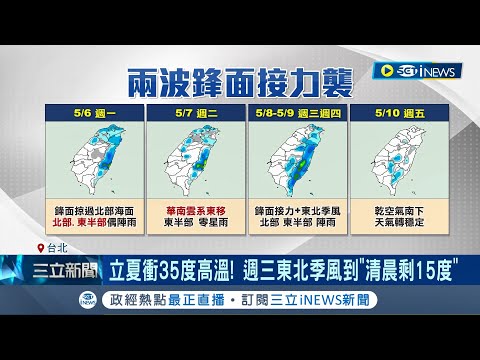 強烈雷雨帶襲澎湖! 航空站地勤作業一度暫停 立夏衝35度高溫! 週三東北季風到"清晨剩15度" 全台悶熱連降5天雨│記者 柯佩瑄 李文勝 │【台灣要聞】20240505｜三立iNEWS