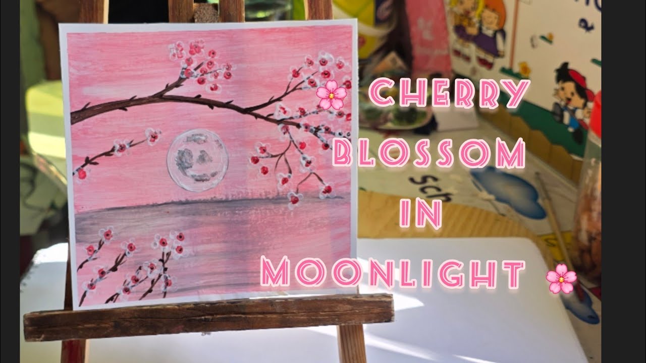 🌸 easy earbud CHERRY BLOSSOM painting 🌸 