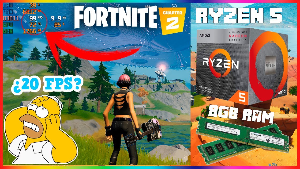 Amd Ryzen 5 3400g Vega 11 Fortnite ¿Se puede jugar FORTNITE con un RYZEN 5 3400G y 8GB RAM? - YouTube