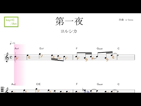 第一夜（ヨルシカ）key=C/Am　／ドレミで歌う楽譜【コード付き】