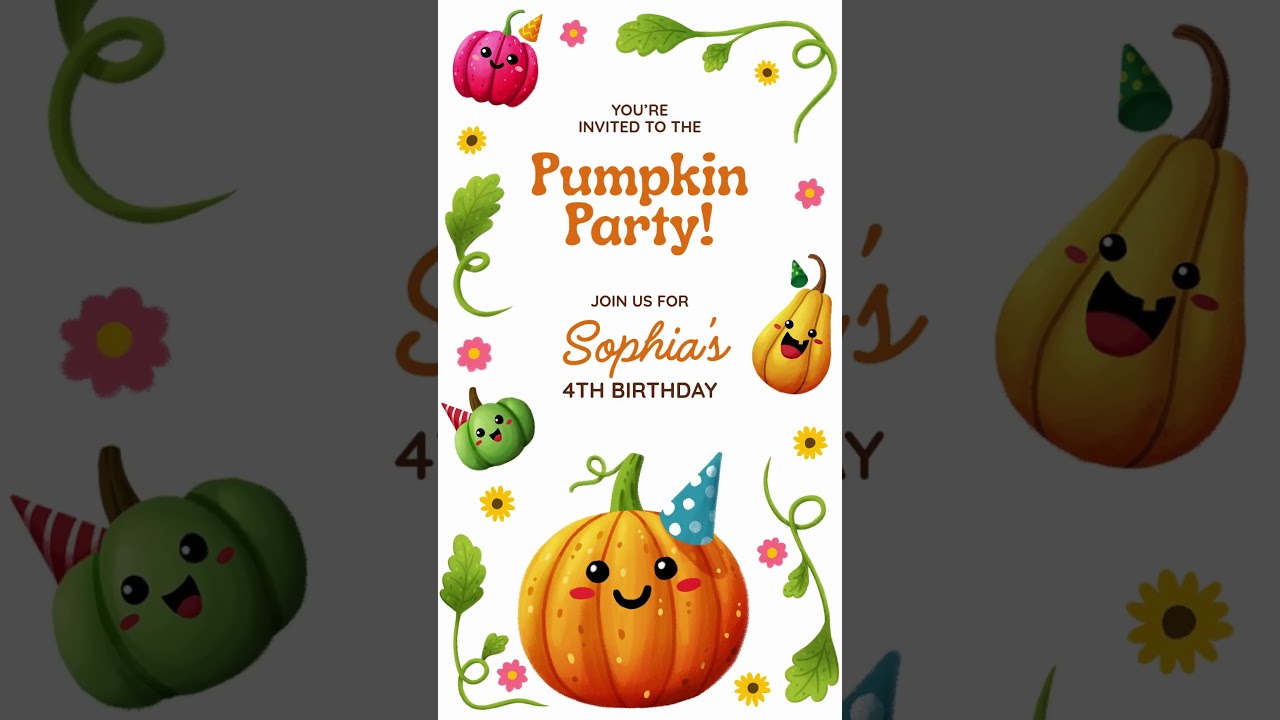 Animated Pumpkin Birthday Invitation 