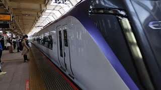 [ジョイント音・MHあり！]E353系 S120編成 特急かいじ20号新宿行がMHを鳴らしながら国立駅3番線を通過するシーン