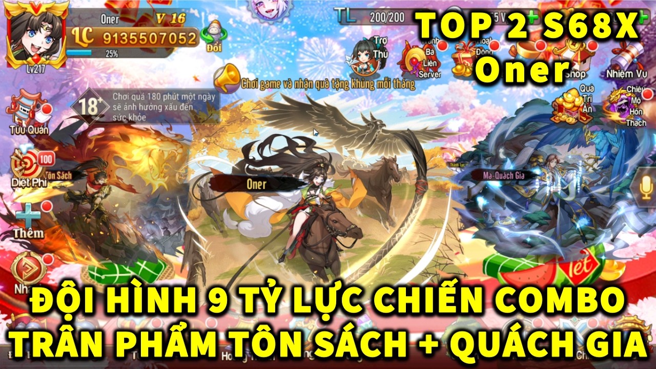 OMG3Q REVIEW TOP 2 S68X Oner ĐỘI HÌNH 9 TỶ LỰC CHIẾN SKIN LƯU KIM + 2 TRÂN PHẨM TÔN SÁCH QUÁCH GIA!